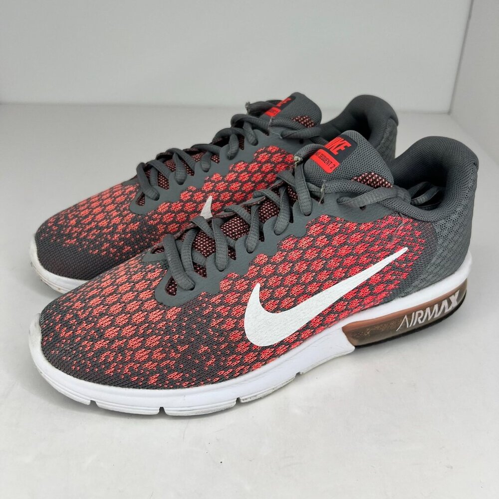 Nike Womens 852465-003 Gray Hot Punch Air Max Sequent 2 Size 8.5 Running Shoes